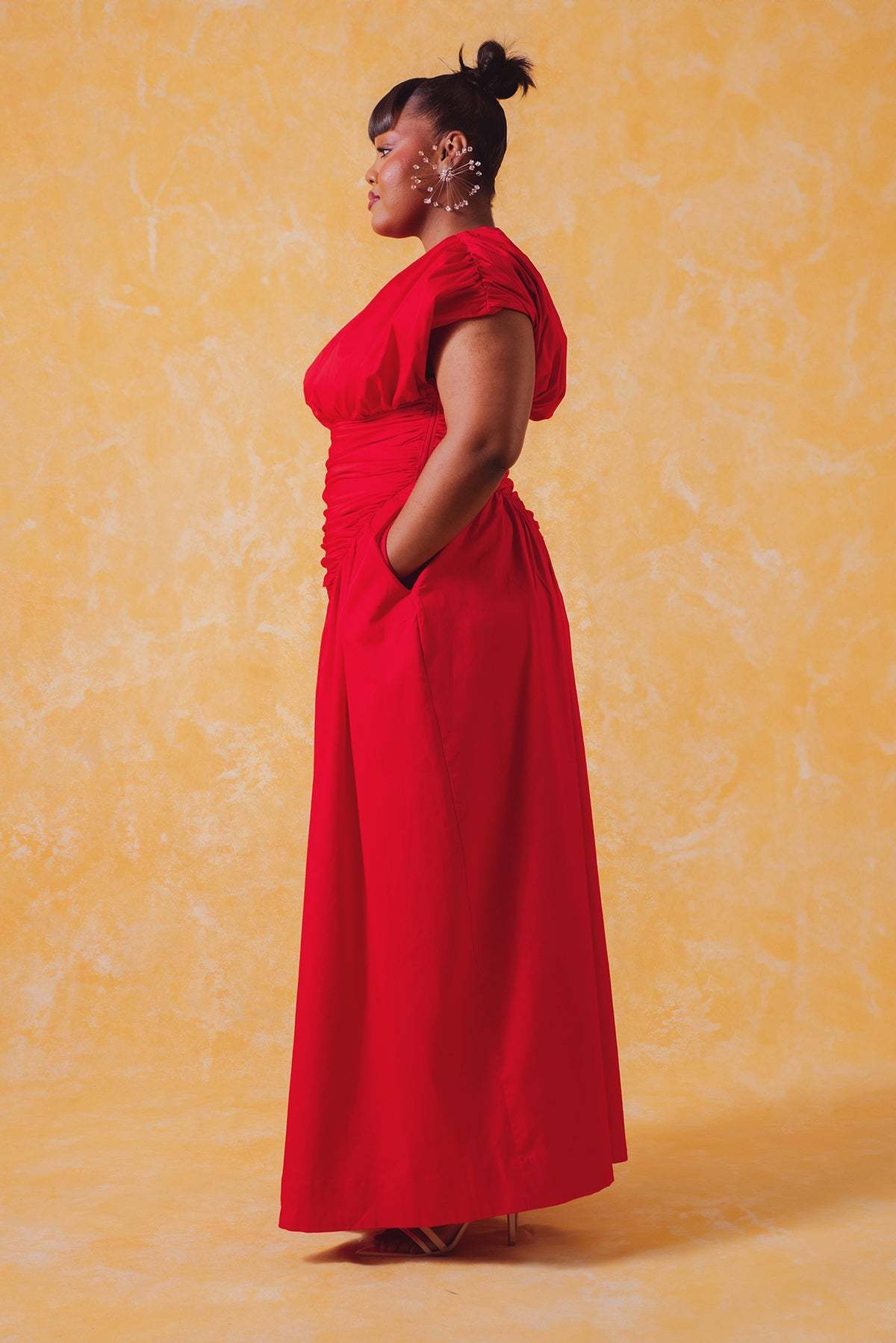 Adesuwa Ruched Cotton Long Dress (Buy 2 Free Shipping)