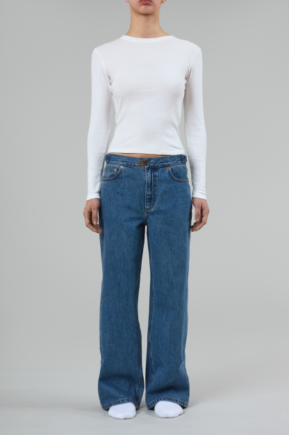 Adjustable Waist Buckle Jeans