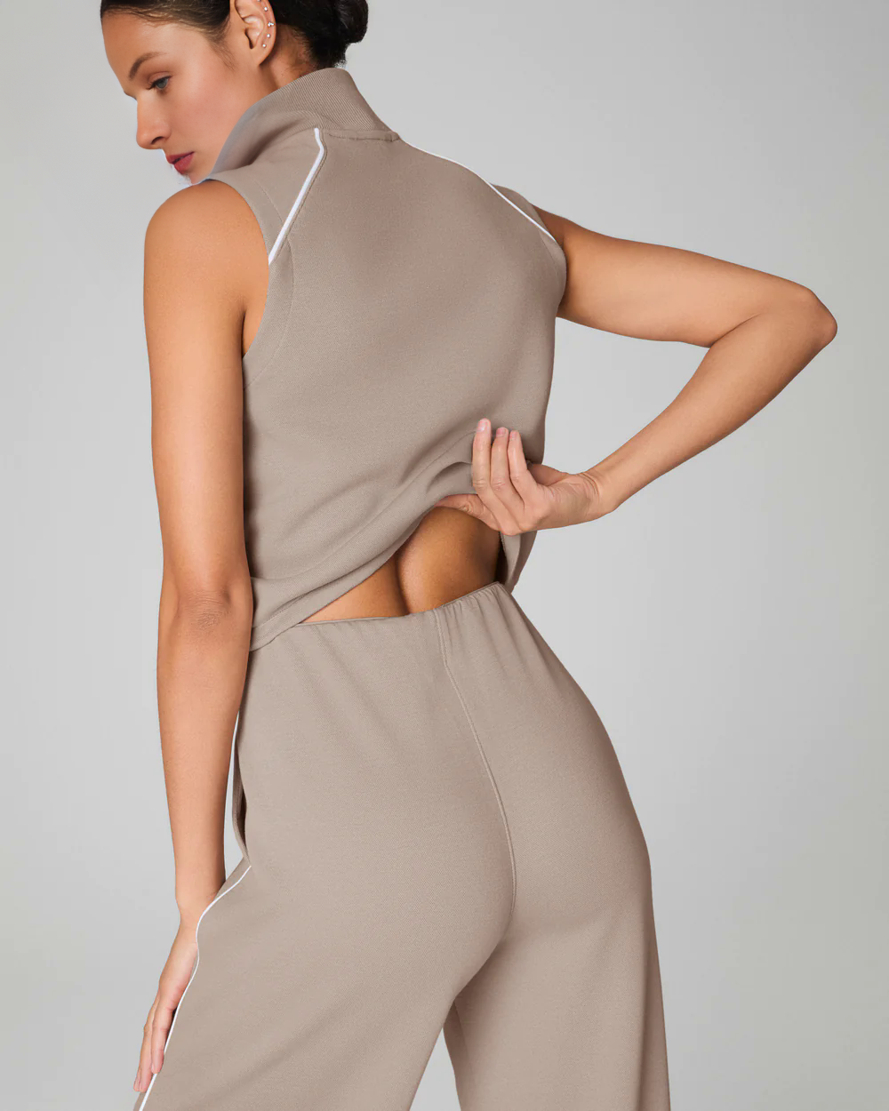 AirEssentials Pique Sleeveless Mockneck Jumpsuit (Buy 2 Free Shipping)