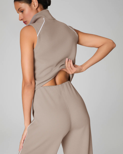 AirEssentials Pique Sleeveless Mockneck Jumpsuit (Buy 2 Free Shipping)