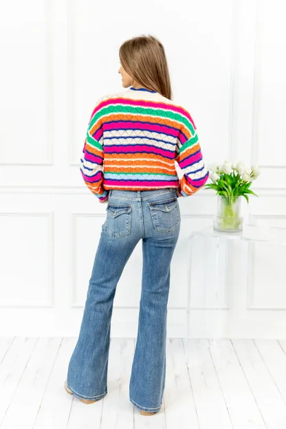 Tummy Control Double Button Flare Jeans