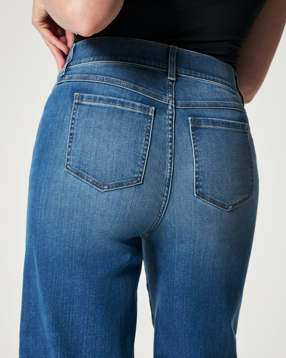 Seamed Front Wide Leg Jeans (Buy 2 Free Shipping)