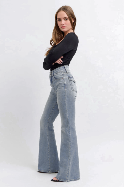 Tummy Control Double Button Flare Jeans (Buy 2 Free Shipping)