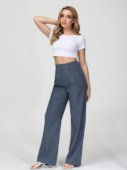 Tailored  Wide Leg Straight  Pants-Buy 2 Free Shipping