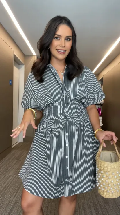 Cinched Waist Button Shirt Dress (Buy 2 Free Shipping)