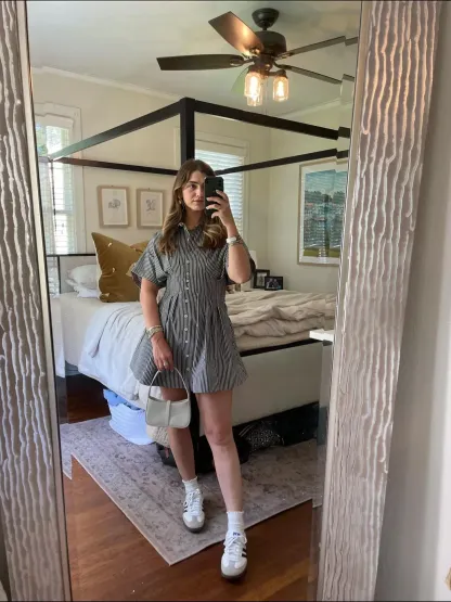 Cinched Waist Button Shirt Dress (Buy 2 Free Shipping)