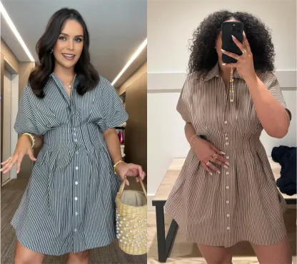 Cinched Waist Button Shirt Dress (Buy 2 Free Shipping)