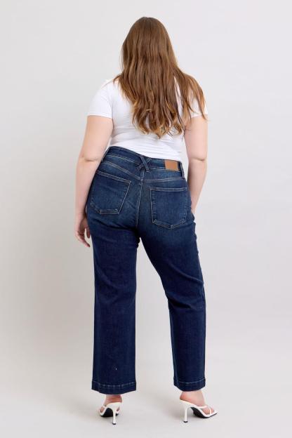 High Rise Double Button Wide Leg Jeans (Buy 2 Free Shipping)