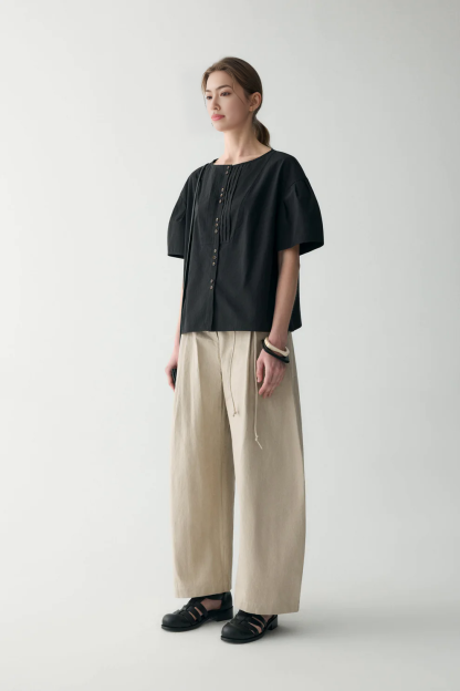 Cotton-linen Belted Pants (Buy 2 Free Shipping)