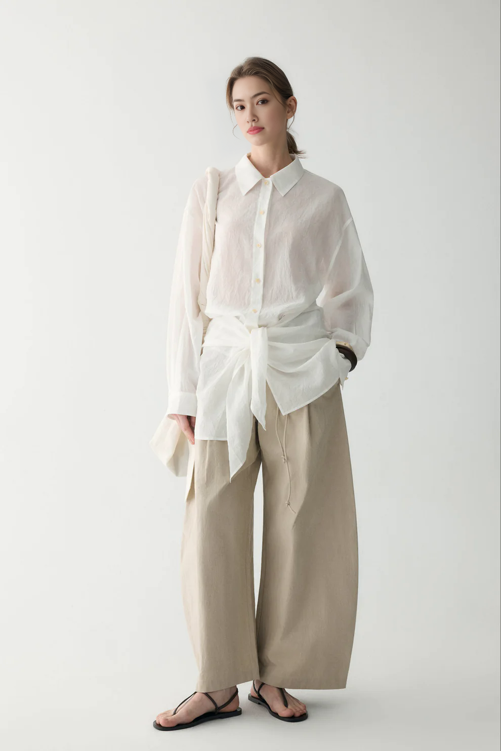 Cotton-linen Belted Pants (Buy 2 Free Shipping)