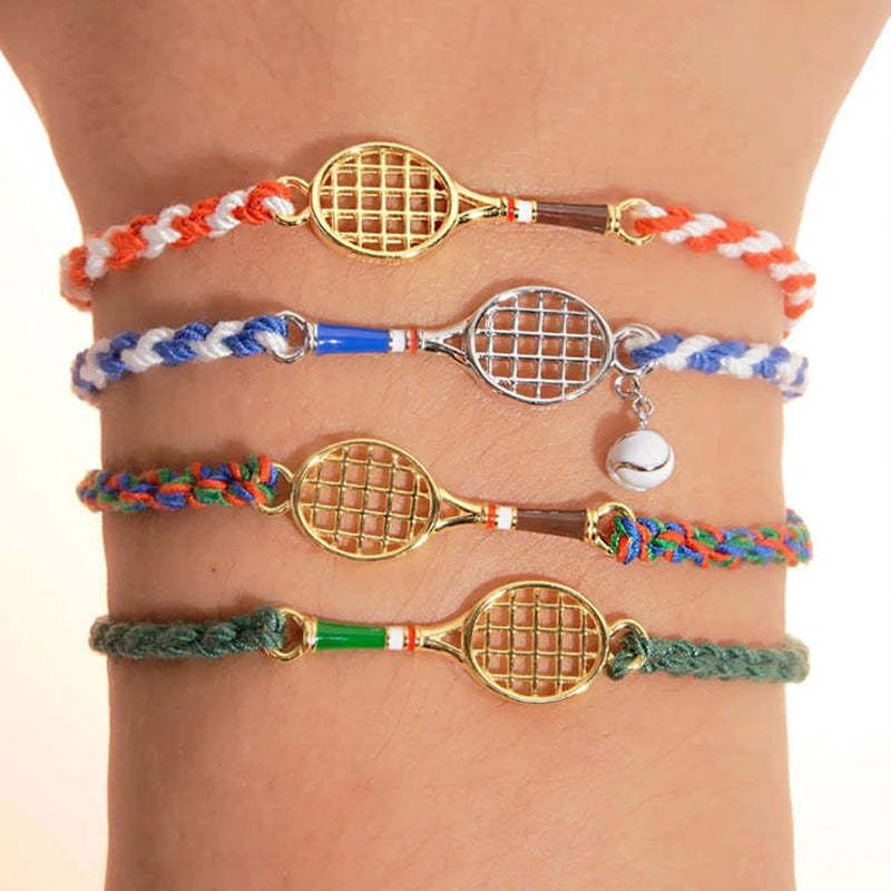 Tennis Racquet Cord Bracelet (Blue)