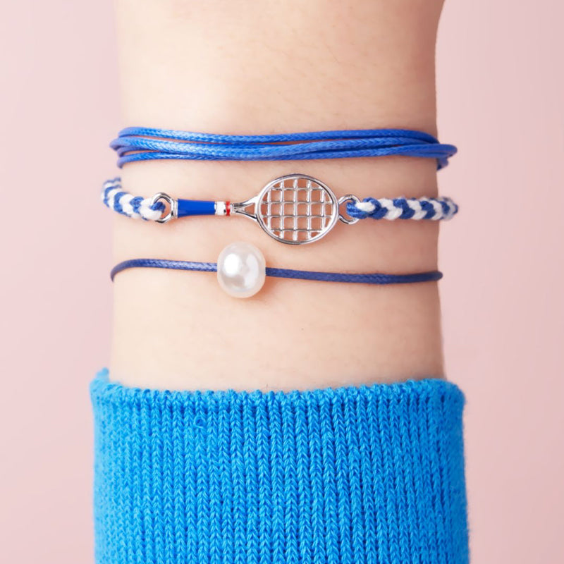 Tennis Racquet Cord Bracelet (Blue)