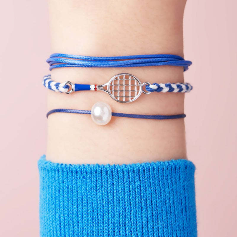 Tennis Racquet Cord Bracelet (Blue)