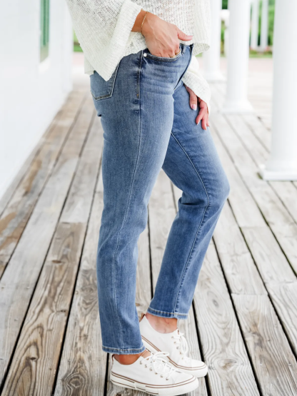 Tummy Control Cuffed Slim Fit Jeans (Buy 2 Free Shipping)
