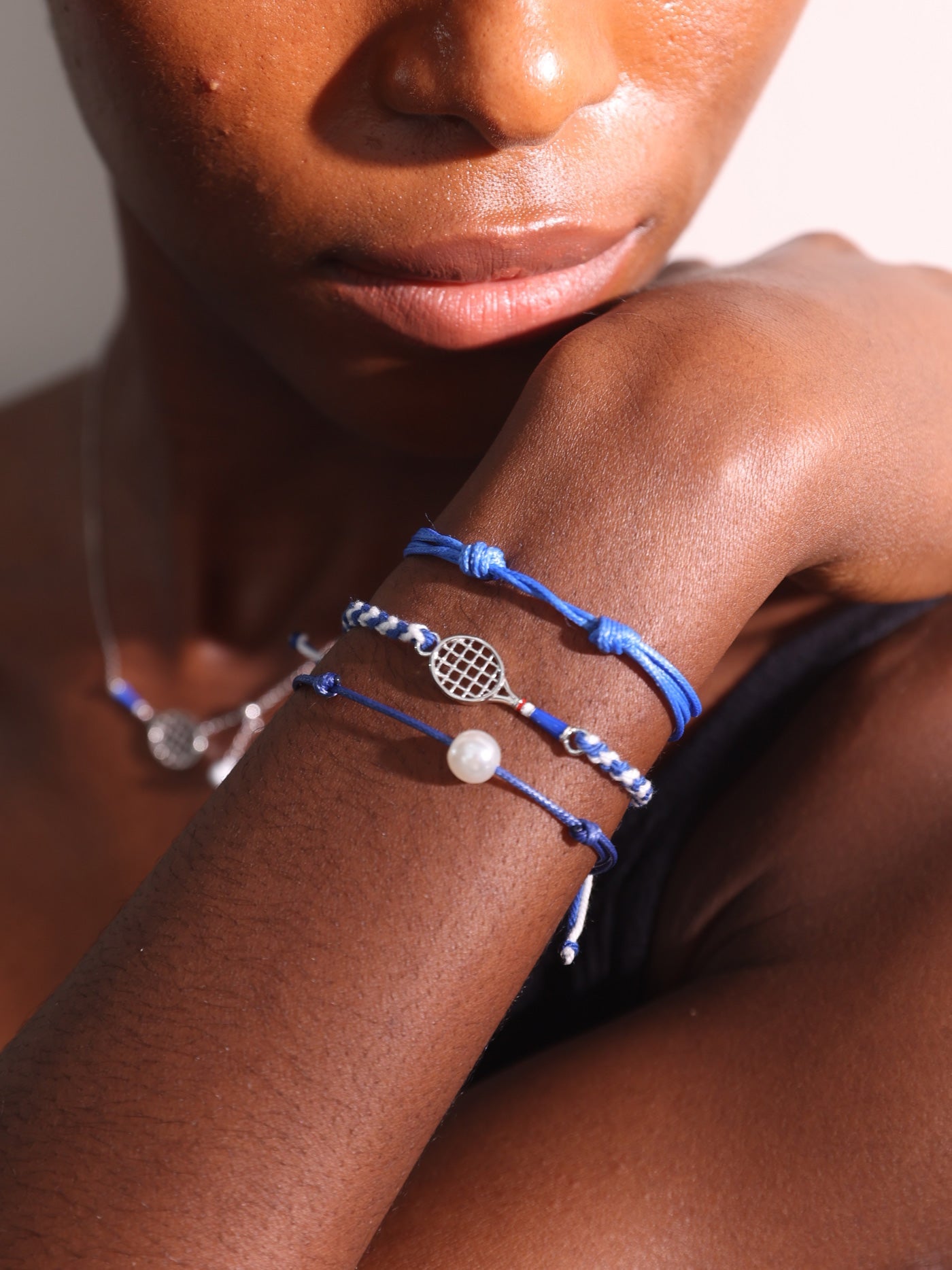 Tennis Racquet Cord Bracelet (Blue)