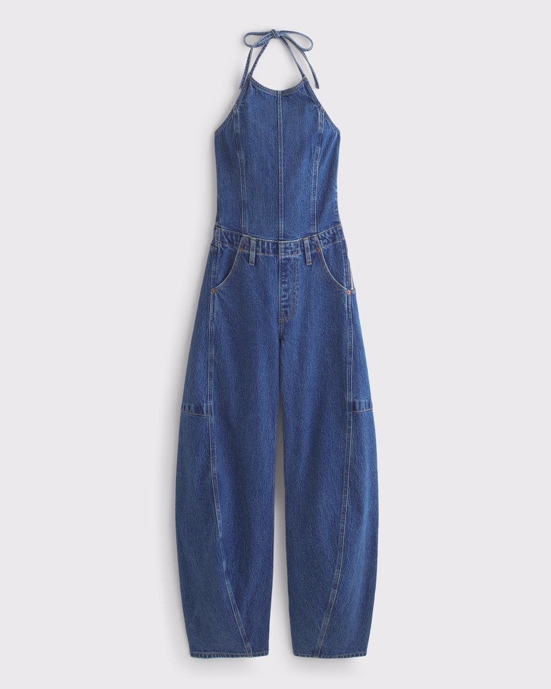Halter Barrel Denim Jumpsuit(Buy 2 Free Shipping)