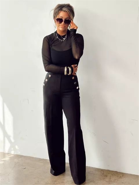 BUTTON WIDE LEG PANT(BUY 2 FREE SHIPPING)