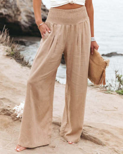 Women&#39;s Wide Leg Pants Summer Solid Loose Casual Vintage Cotton Linen Long Trousers Y2K 2023 Streetwear White Joggers Sweat