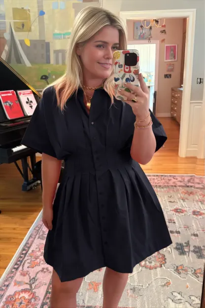 Cinched Waist Button Shirt Dress (Buy 2 Free Shipping)
