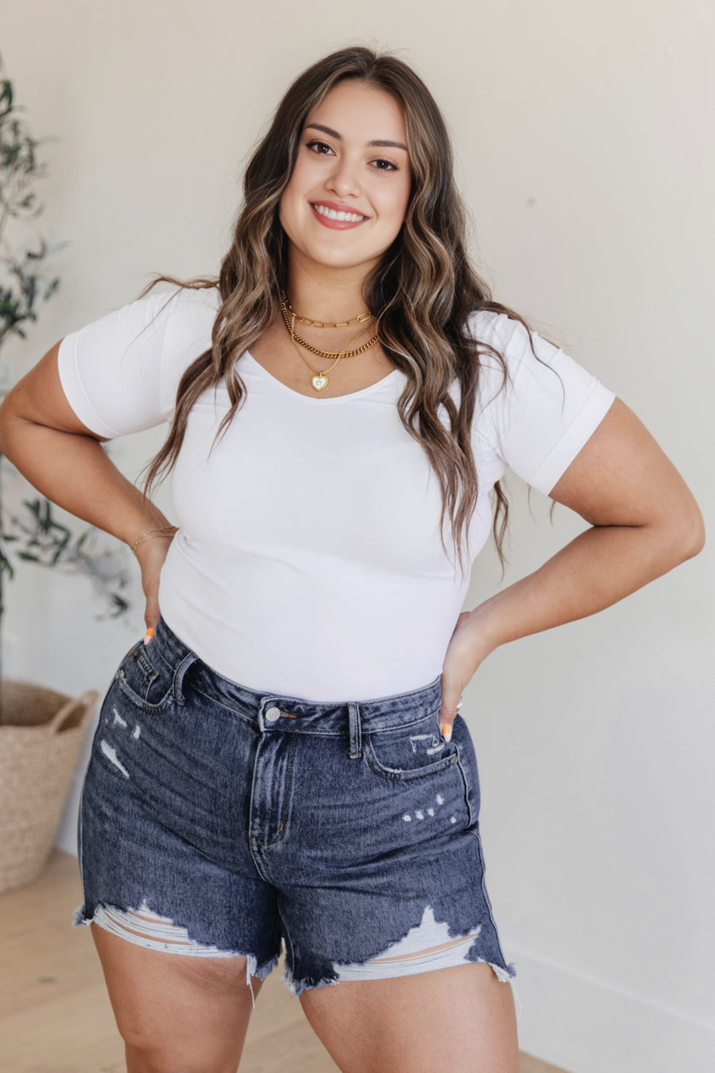 Tummy Control Rigid Magic Distressed Shorts (Buy 2 Free Shipping)