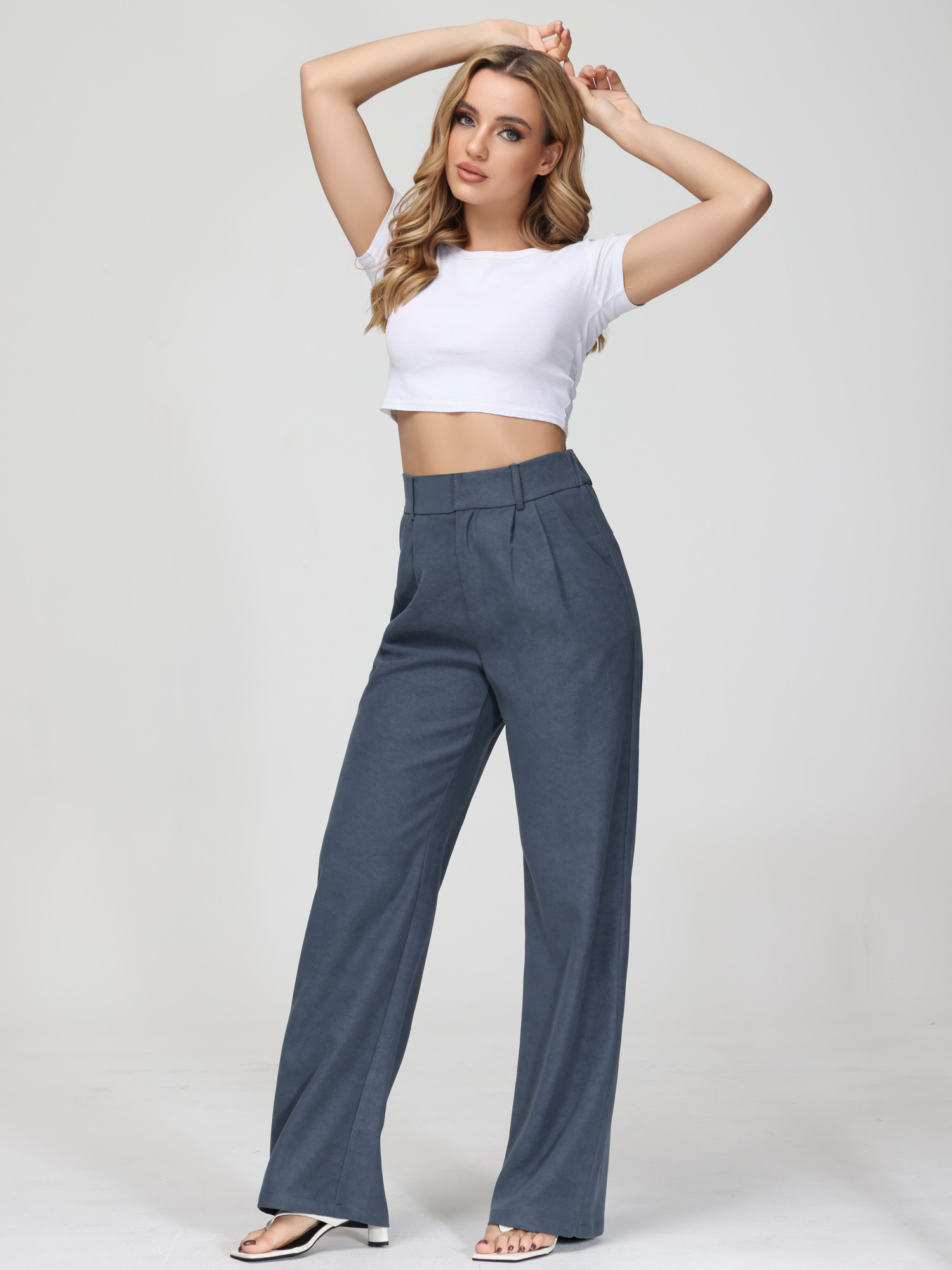 Tailored  Wide Leg Straight  Pants-Buy 2 Free Shipping