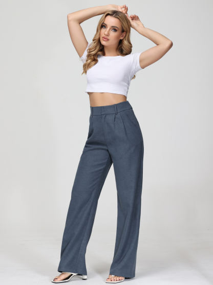 Tailored  Wide Leg Straight  Pants-Buy 2 Free Shipping