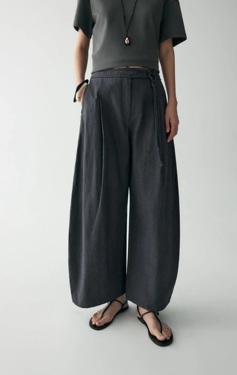 Cotton-linen Belted Pants (Buy 2 Free Shipping)