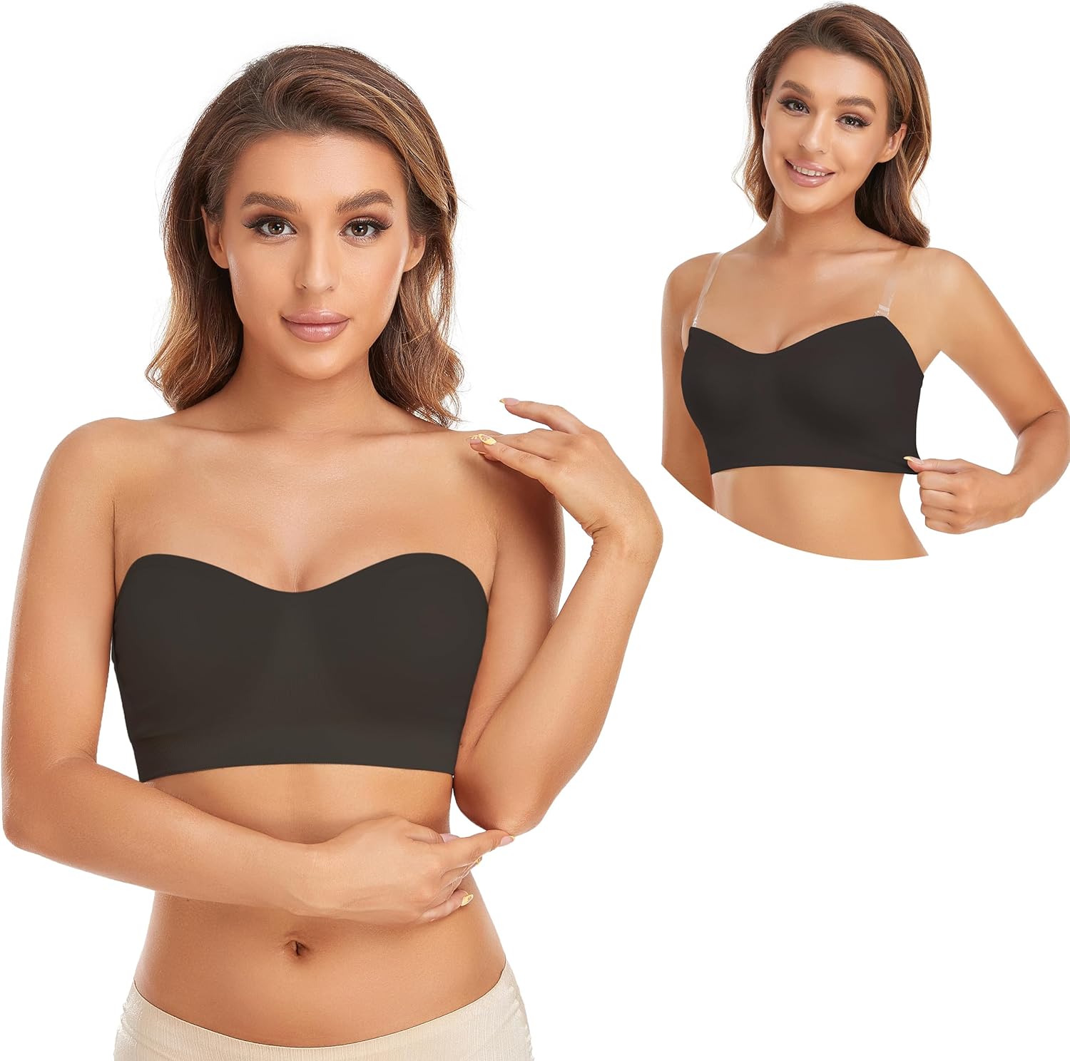 Non-Slip Silicone Padded Bea Wireless Tube Top Bra