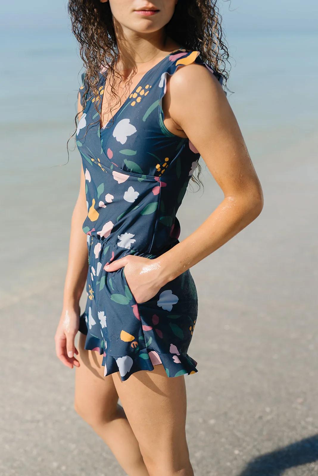 Ruffled Swim Romper (Buy 2 Free Shipping)