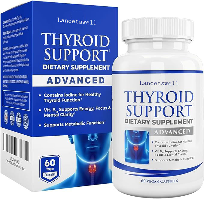Lancetswell Thyroid Support Supplement with Iodine, B12, Zinc, Selenium, Ashwagandha, Non-GMO, Vegetarian, 30 Day Supply