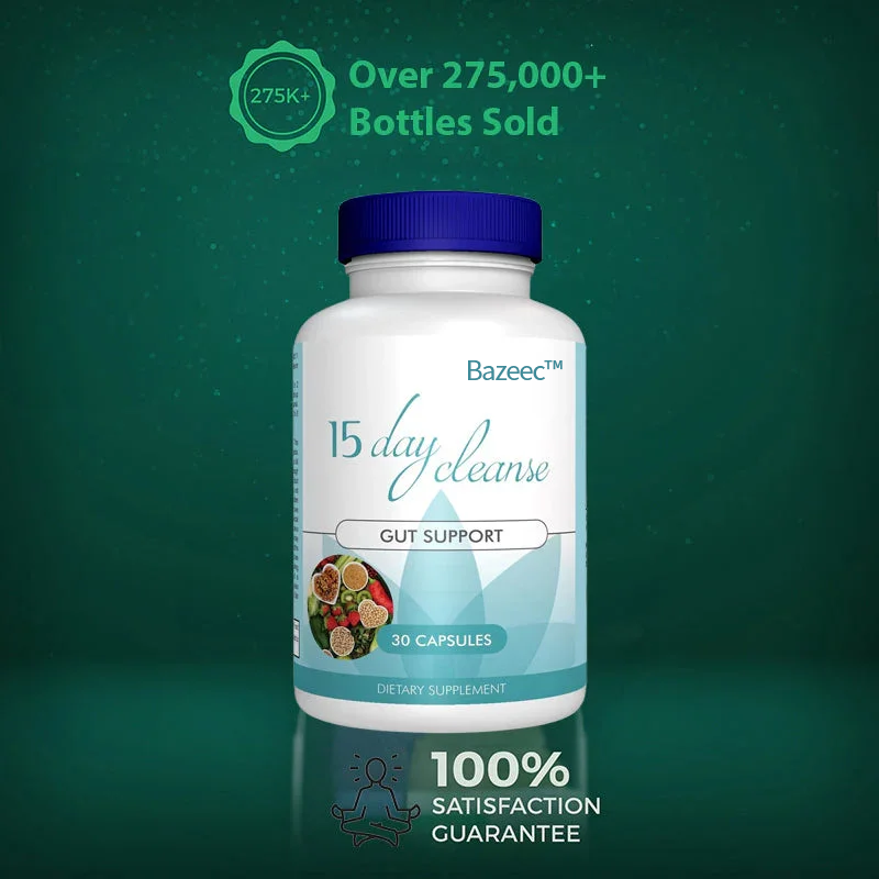 15-day cleanse - Gut and Colon Support | Caffeine Free | Advanced Formula with Senna, Cascara Sagrada, & Psyllium Husk | Non-GMO | Made in USA