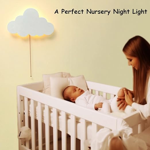 Hayeswheel Cloud-Night-Light for Bedroom, Kawaii Kids Cloud Lights for Baby Nursery, Cute Floating Cloud Lamp for Room Decor, Battery-Operated Hanging Cloud Night Lamp for Wall Decor