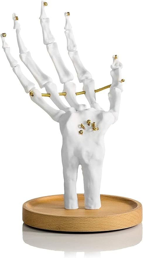 Qingquyy Skeleton Hand Ring Holder & Jewelry Stand Earring Organizer & Necklace Holder For Gothic Decor Halloween Decorations & Bedroom Accessories Bracelet Holder & Jewelry Organizer
