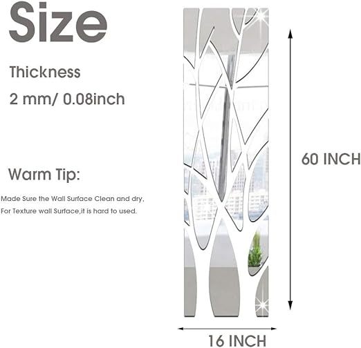 Family Tree Wall Decor Abstract Wall Art 3D DIY Acrylic Decorative Mirror Wall Stickers for Living Room Bedroom Kitchen The Home Modern Decorations 60x16 inch