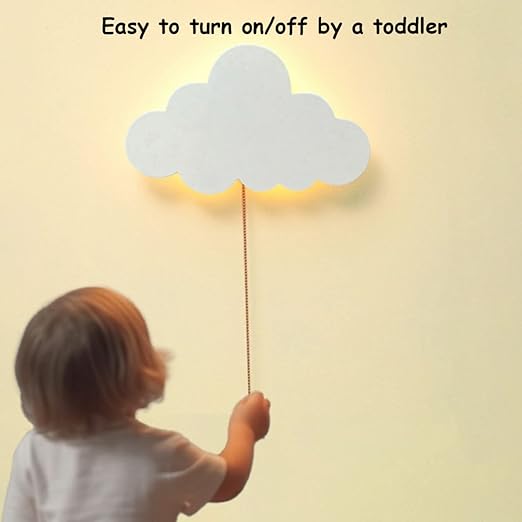 Hayeswheel Cloud-Night-Light for Bedroom, Kawaii Kids Cloud Lights for Baby Nursery, Cute Floating Cloud Lamp for Room Decor, Battery-Operated Hanging Cloud Night Lamp for Wall Decor