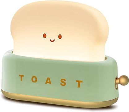 Desk Decor Toaster Lamp, Rechargeable Small Lamp with Smile Face Toast Bread Cute Toaster Shape Room Decor Night Light for Bedroom, Bedside, Living Room, Dining, Desk Decorations, Gift