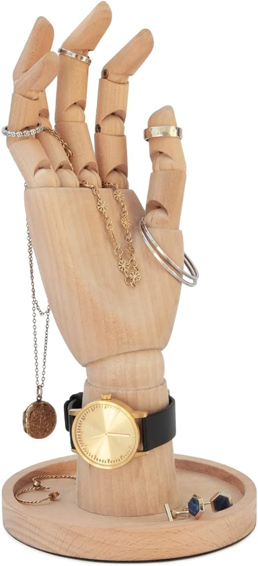 Qingquyy Skeleton Hand Ring Holder & Jewelry Stand Earring Organizer & Necklace Holder For Gothic Decor Halloween Decorations & Bedroom Accessories Bracelet Holder & Jewelry Organizer