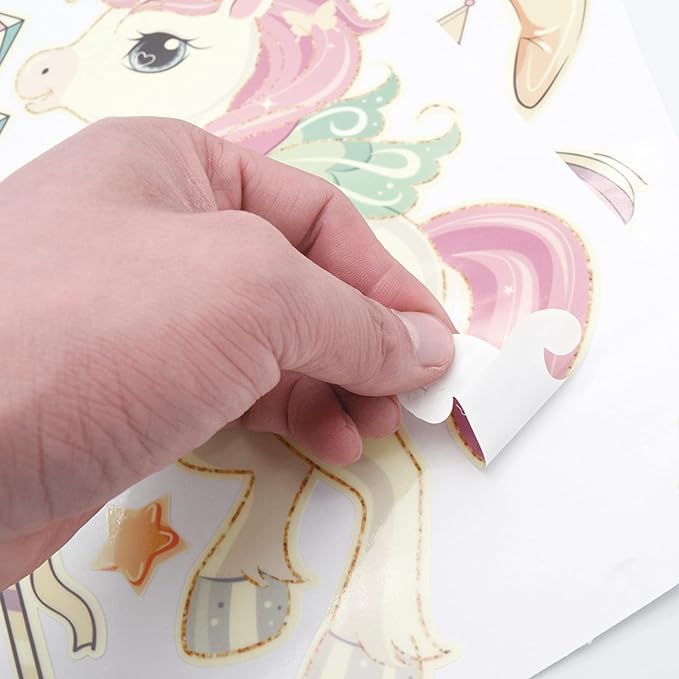 Glow in The Dark Stars and Unicorn Wall Decals, Glowing Castle Moon and Rainbow Stickers, 174 pcs Luminous Ceiling Decor for Kids Bedroom, Decoration for Girls and Boys Room