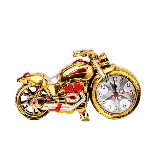 Qingquyy Desktop Ornaments Clock Creative Alarm Clock Motorbike Clock 