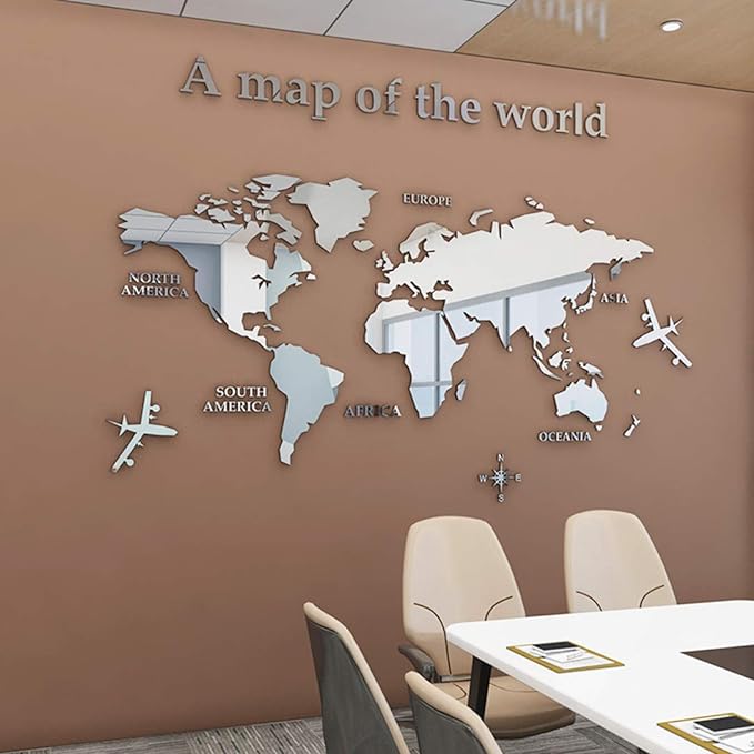 3D Wall Stickers - DIY World Map Wall Decal Sticker Murals Map Wall Décor for Living Room Bedroom TV Background Home Decorations