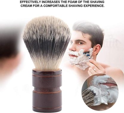 Qingquyy Soft Brush Hair Comfortable Experience Mustache Brush, Beard Brush, Wood Handle for Men'S Daily Necessities Personal Toiletries Men'S Grooming Daily Necessities(Hemu+3 color nylon)