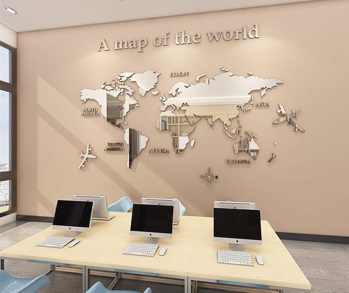 3D Wall Stickers - DIY World Map Wall Decal Sticker Murals Map Wall Décor for Living Room Bedroom TV Background Home Decorations