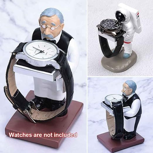 Qingquyy Watch Display Stand Old Housekeeper/Astronaut Resin Figurine Model Watch Holder Decoration Storage Rack for Jewelry Watch Bracelet Necklace Home Office Store