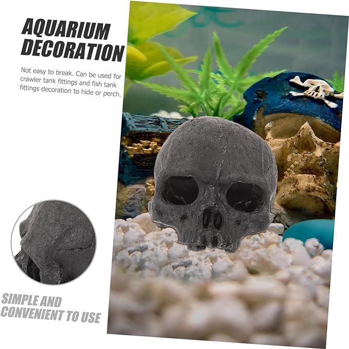 Qingquyy halloween decorations Fish Hideaway Fish Tank Hiding Cave Decorative Skull Ornament Underwater Decor Fish Tank Landscape Decor Fish Hide Ornament aquarium resin skull hole