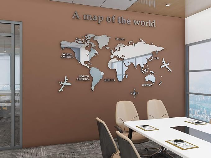 3D Wall Stickers - DIY World Map Wall Decal Sticker Murals Map Wall Décor for Living Room Bedroom TV Background Home Decorations