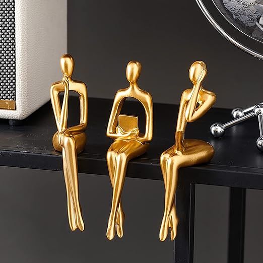 Qingquyy Sculpture Home Decor Set for Living Room, Shelf Decoration Modern Shelf Decor Sculpture Desk Sculpture Dining Table Decor 3-Piece Set