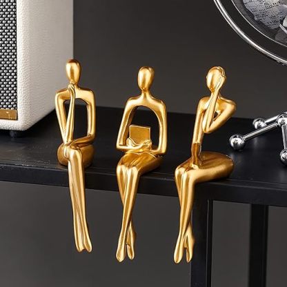 Qingquyy Sculpture Home Decor Set for Living Room, Shelf Decoration Modern Shelf Decor Sculpture Desk Sculpture Dining Table Decor 3-Piece Set