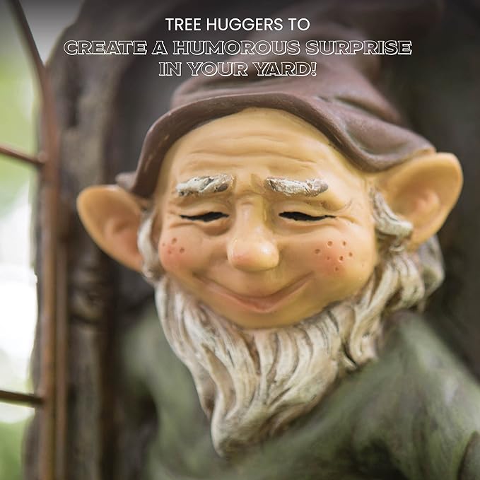 12-inch Elf Out The Door Tree Hugger - Yard Decorations - Whimsical Tree Sculpture - Garden Decoration - Garden Peeker Yard Art