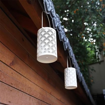 Solar Lanterns Outdoor Waterproof Outside Hanging Solar Lights Garden Decoration Metal LED Table Lamps Decorative Lighting for Patio Porch Lawn Yard Backyard Tabletop Decor 2 Pack