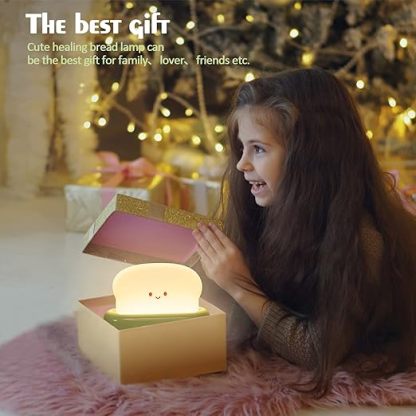 Desk Decor Toaster Lamp, Rechargeable Small Lamp with Smile Face Toast Bread Cute Toaster Shape Room Decor Night Light for Bedroom, Bedside, Living Room, Dining, Desk Decorations, Gift